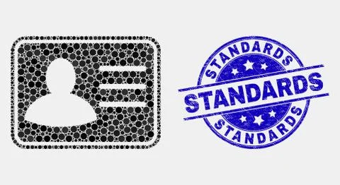 Vector Pixel User Card Icon and Scratched Standards Watermark Stock Illustration