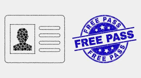 Vector Pixel User Card Icon and Distress Free Pass Stamp 스톡 일러스트