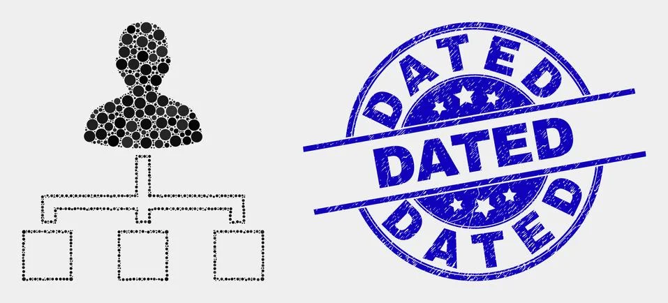 Vector Pixel User Links Icon and Grunge Dated Stamp Stock Illustration