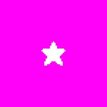Vector pixel y2k star, abstract five-pointed shape on bright pink background. Stock Illustration