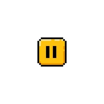Vector pixel yellow pause button. For retro games, 8-bit UI, mobile and browser Stock Illustration
