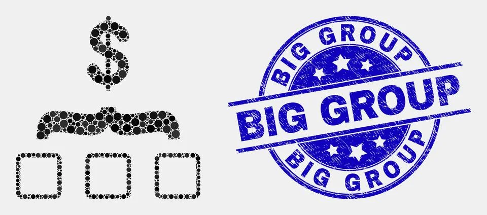 Vector Pixelated Dollar Aggregation Icon and Grunge Big Group Seal Stock Illustration