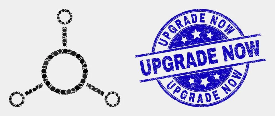 Vector Pixelated Masternode Links Icon and Grunge Upgrade Now Seal Stock Illustration