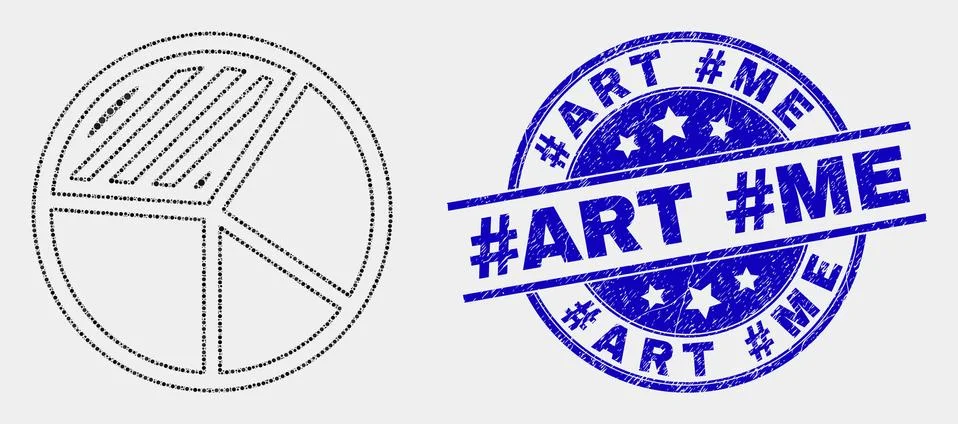 Vector Pixelated Pie Chart Icon and Scratched #Art #Me Watermark Stock Illustration