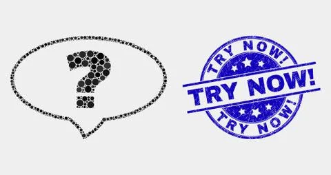 Vector Pixelated Question Banner Icon and Distress Try Now! Watermark Ilustración de archivo