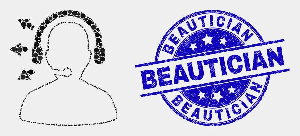 Vector Pixelated Radio Operator Icon and Distress Beautician Stamp Ilustración de archivo