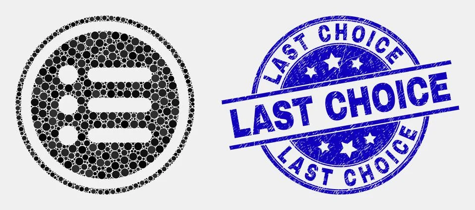 Vector Pixelated Rounded Items Icon and Scratched Last Choice Stamp Illustrazione stock