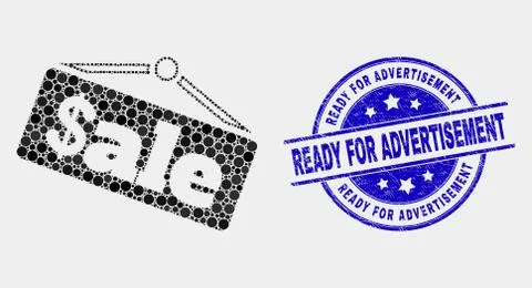 Vector Pixelated Sale Announce Icon and Grunge Ready for Advertisement Seal Stock Illustration