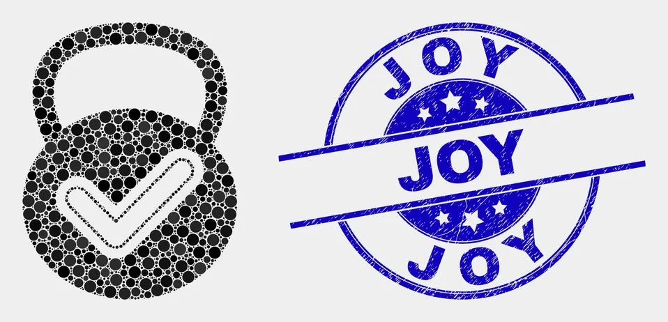 Vector Pixelated Valid Weight Icon and Distress Joy Seal Ilustración de archivo