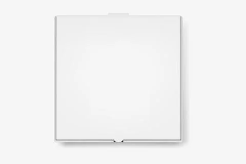 Vector Pizza Box, Top View. Realistic White Pizza Box. Blank Pizza Box Template Stock Illustration
