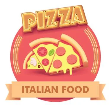 Vector pizza illustration or label for menu Stock Illustration