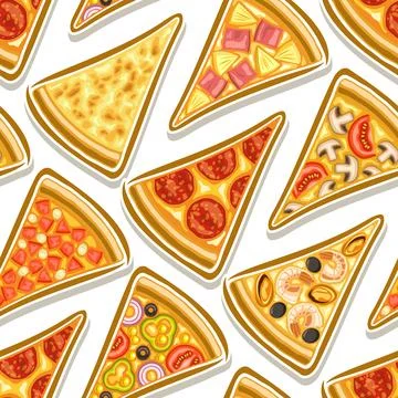 Vector Pizza Seamless Pattern Stock Illustration