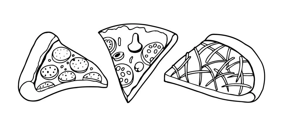Vector Pizza slice drawing Stock Illustration