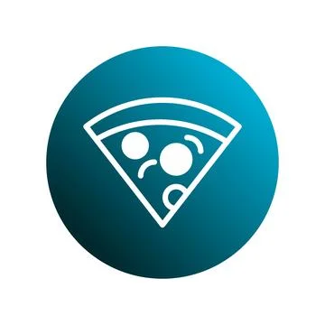 Vector pizza slice icon illustration on blue gradient background a simple a.. Stock Illustration