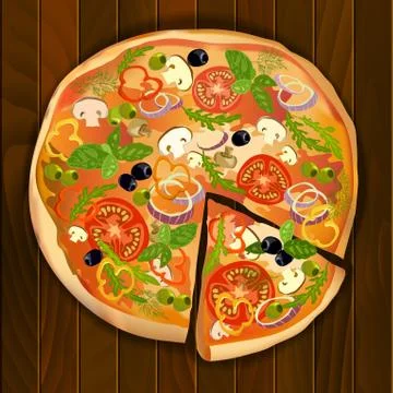 Vector pizza with a slice Stock Illustration