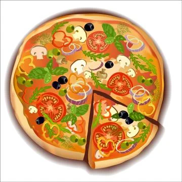 Vector pizza with a slice Stock Illustration
