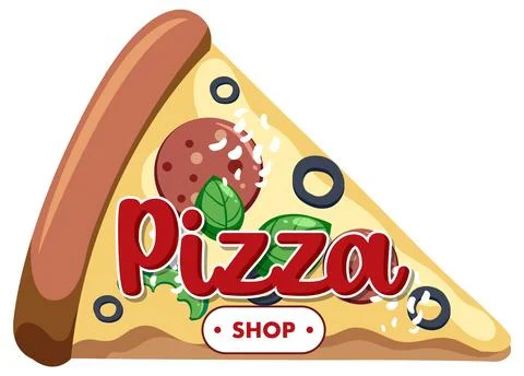 Vector Pizza Slice Logo with Toppings and Text イラスト素材