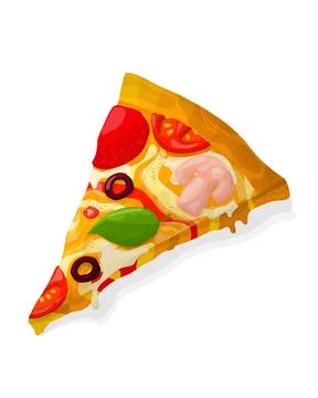 Vector pizza slice Vector pizza slice with salami and pepperoni over white... 스톡 사진