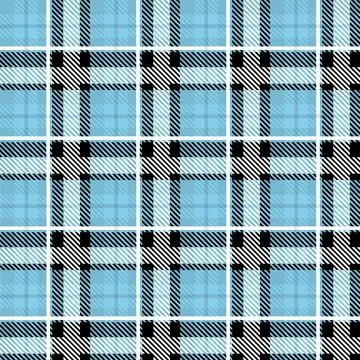 Vector Plaid Blue Color Check Seamless Pattern in Geometric Abstract Style Can Stock Illustration