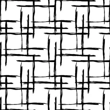 Vector Plaid Brush Seamless Pattern Grange Minimalist Check Geometric Design in Illustrazione stock