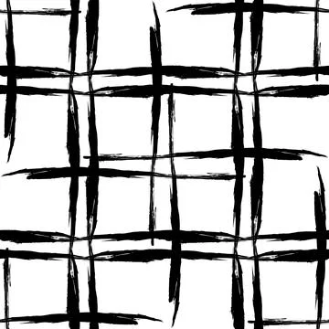 Vector Plaid Brush Seamless Pattern Grange Minimalist Check Geometric Design in Stock Illustration