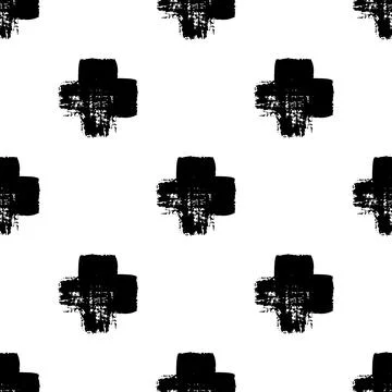 Vector Plaid Brush Seamless Pattern Grange Minimalist Check Geometric Design in Stock Illustration