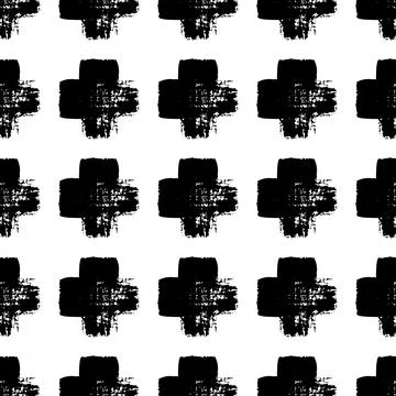 Vector Plaid Brush Seamless Pattern Grange Minimalist Check Geometric Design in 스톡 일러스트
