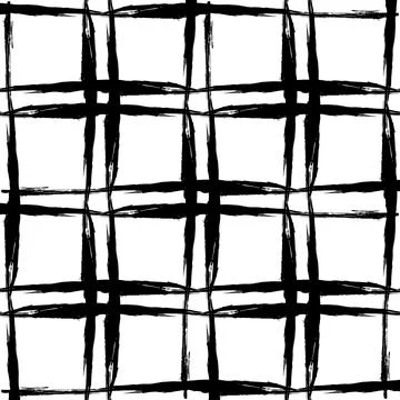 Vector Plaid Brush Seamless Pattern Grange Minimalist Check Geometric Design in Stock Illustration