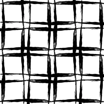 Vector Plaid Brush Seamless Pattern Grange Minimalist Check Geometric Design in Illustrazione stock