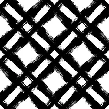 Vector Plaid Brush Seamless Pattern Grange Minimalist Check Geometric Design in Stock Illustration