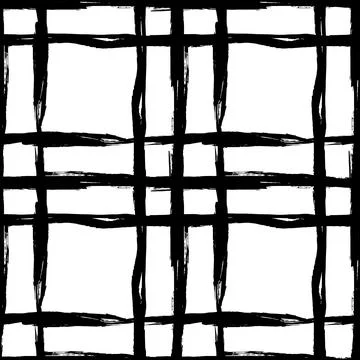 Vector Plaid Brush Seamless Pattern Grange Minimalist Check Geometric Design in Stock Illustration