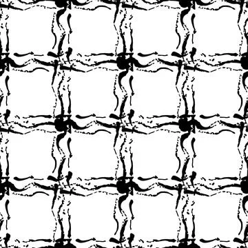 Vector Plaid Brush Seamless Pattern Grange Minimalist Check Geometric Design in Illustrazione stock