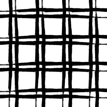 Vector Plaid Brush Seamless Pattern Grange Minimalist Check Geometric Design in Stock Illustration