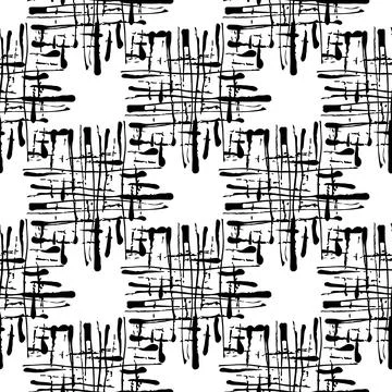 Vector Plaid Brush Seamless Pattern Grange Minimalist Check Geometric Design in Stock Illustration