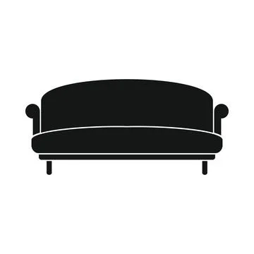 Vector plain sofa black simple icon isolated Stock Illustration