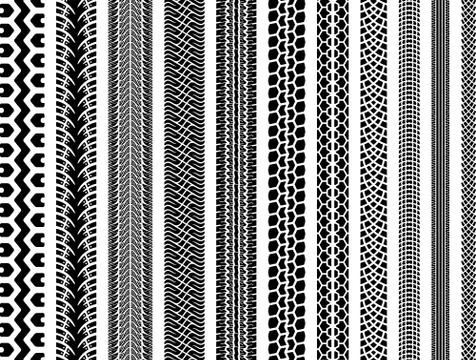 Vector Plain tire tracks set Stock Illustration