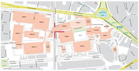 Vector plan, map of the trade fair ground, Frankfurt, Germany Illustrazione stock