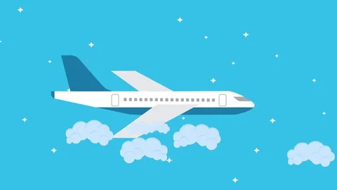 Vector Plane Flying in the Night Sky Stock Footage 75487708
