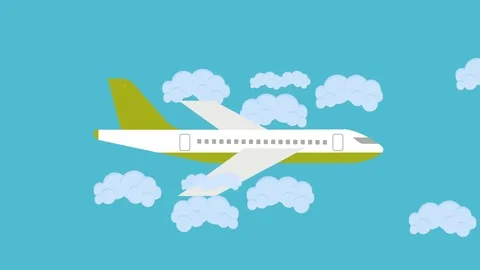 Vector Plane Flying in the Sky Between the Clouds Stock Footage 75467506
