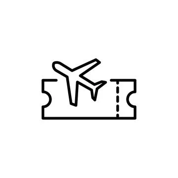 Vector Plane ticket. Simple flat line art style Stock Illustration