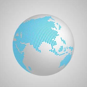 Vector planet Earth globe with blue squared map of continent Asia Stock Illustration