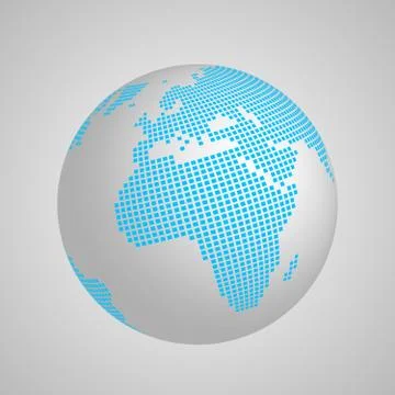 Vector planet Earth globe with blue squared map of continents Europe and Africa Illustrazione stock