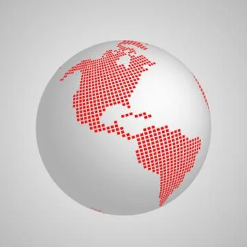 Vector planet Earth globe with red squared map of continent America Illustrazione stock