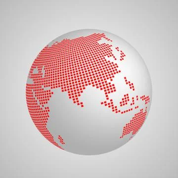 Vector planet Earth globe with red squared map of continent Asia Illustrazione stock