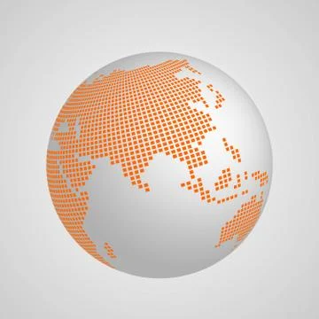Vector planet Earth globe with squared map of continent Asia Stock Illustration