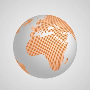 Vector planet Earth globe with squared map of continents Africa and Europe Stock Illustration