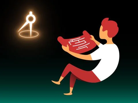 Vector planning man in gradient style. Editable illustration Stock Illustration