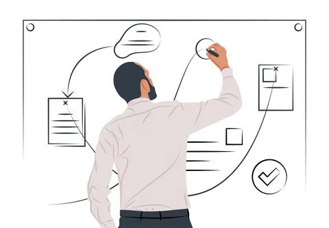 Vector planning man in shadow of sharp lines style Illustrazione stock