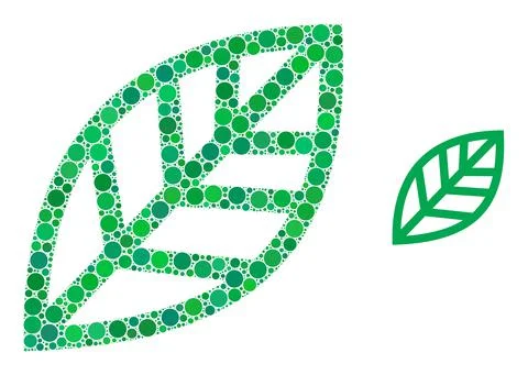Vector Plant Leaf Collage of Small Circles Stock Illustration
