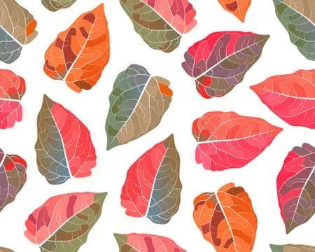Vector plant seamless pattern. Colorful leaves on a white background Stock Illustration